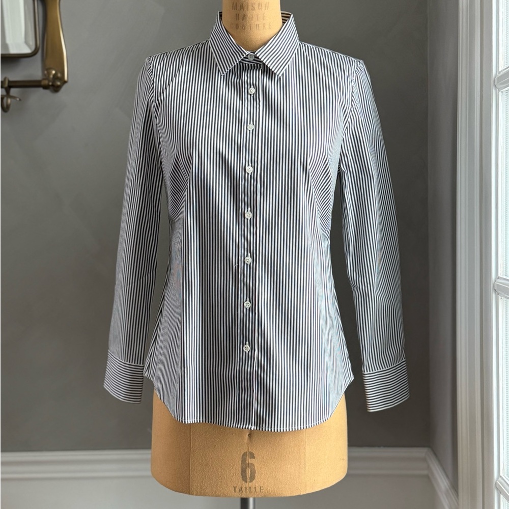 J. Crew Black and White Striped Shirt
